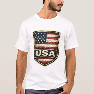 Vintage USA Vlag Shield T-Shirt   Vervuild Ameri