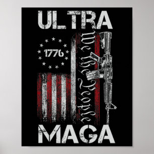 Vintage Usa Vlag Ultra Mega Pistool Usa 4th Of Jul Poster
