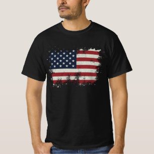 Vintage USA-vlag versleten 4 juli patriottisch T-shirt