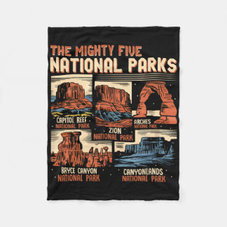 Vintage Utah Mighty Five 5 nationale parken wandel Fleece Deken