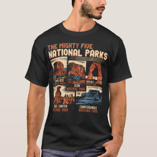 Vintage Utah Mighty Five 5 nationale parken wandel T-shirt