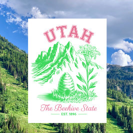 Vintage Utah The Beehive State Mountain Sego Lily Briefkaart