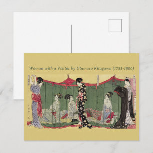 Vintage Utamaro Japanse vrouwen in groen net Briefkaart