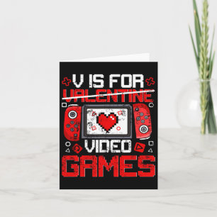 Vintage V is voor videogames Valentijn Gamer Valen Kaart