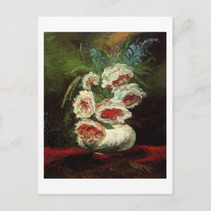 Vintage vaas met pioenrozen, Vincent van Gogh. Briefkaart