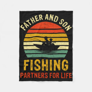 Vintage vader en zoon vispartners voor het leven V Fleece Deken