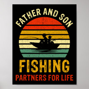 Vintage vader en zoon vispartners voor het leven v poster