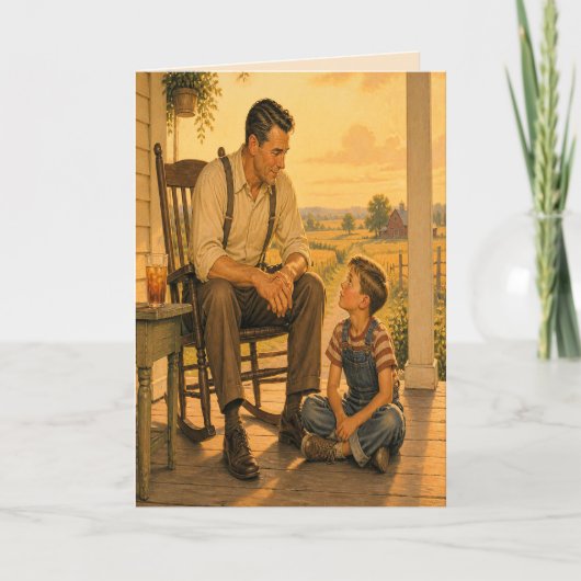 Vintage Vader Zoon Vaderdag Kaart (Voorkant)