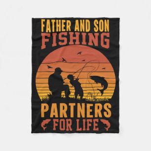 Vintage vader zoon vispartners voor het leven papa fleece deken