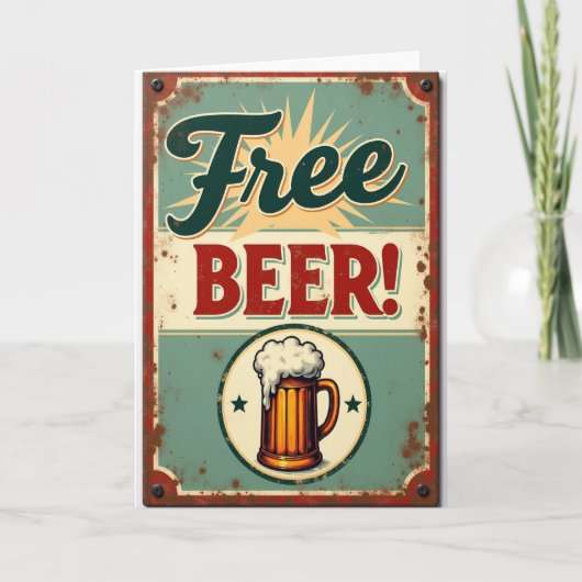 Vintage Vaderdag Bierkaart Kaart (Voorkant)
