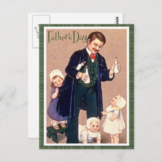Vintage Vaderdag Briefkaart (Voorkant / Achterkant)