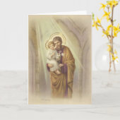 Vintage Vaderdag St. Joseph Kaart (Gele Bloem)