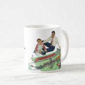 Vintage Vaderdag, vader en zoon met treinen Koffiemok (Voorkant rechts)