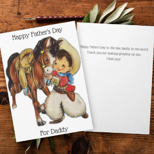 Vintage Vaderdagkaart voor Cowboy Papa Kaart