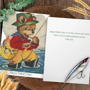 Vintage Vaderdagkaart voor Oom Vissen Kaart