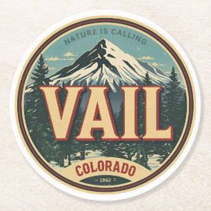 vintage Vail Colorado outdoor winter snow ski  Ronde Kartonnen Onderzetter