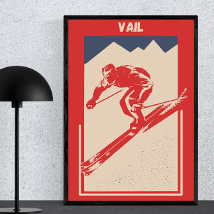 Vintage Vail Colorado Snow Skiing Resort Poster