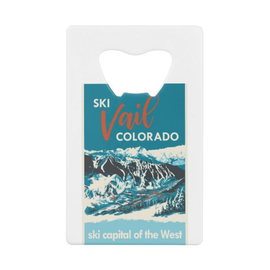 Vintage Vail Ski Poster Creditkaart Flessenopener (Voorkant)