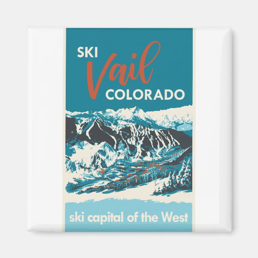 Vintage Vail Ski Poster Magneet (Voorkant)