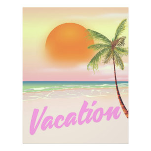 Vintage vakantie strandposter jaren 80 foto afdruk