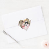 Vintage Valentijn Afbeelding Hart Sticker (Envelop)
