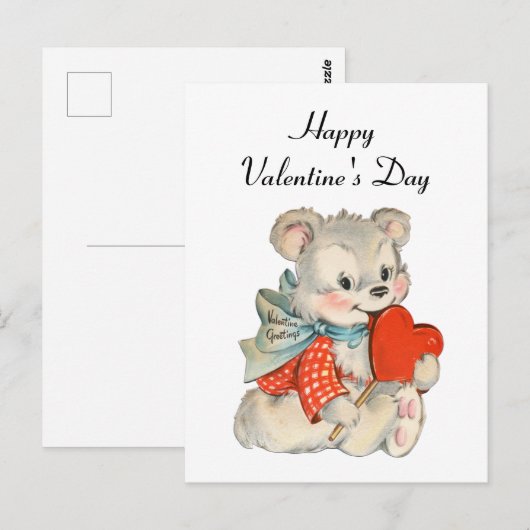 vintage Valentijn beer Briefkaart (Voorkant / Achterkant)
