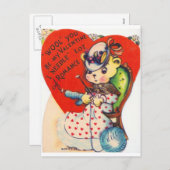 Vintage Valentijn Beer Feestdagenkaart (Voorkant / Achterkant)