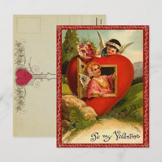 Vintage Valentijn Briefkaart (Voorkant / Achterkant)