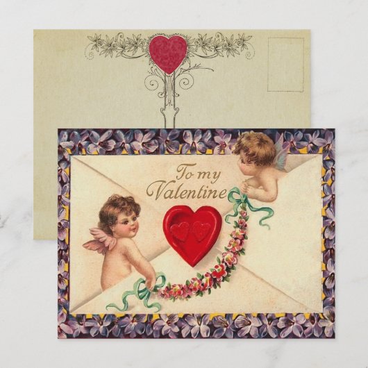 Vintage Valentijn Briefkaart (Voorkant / Achterkant)