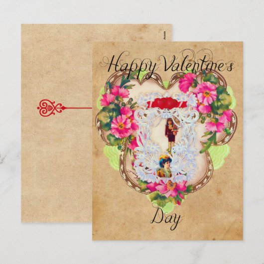 Vintage Valentijn Briefkaart (Voorkant / Achterkant)