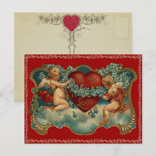 Vintage Valentijn Briefkaart (Voorkant / Achterkant)