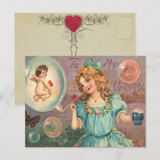 Vintage Valentijn Briefkaart (Voorkant / Achterkant)