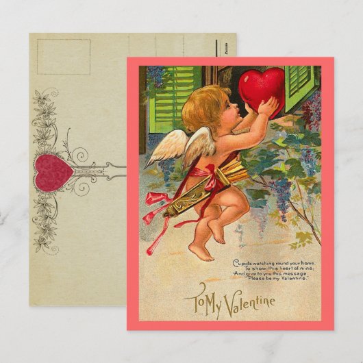 Vintage Valentijn Briefkaart (Voorkant / Achterkant)