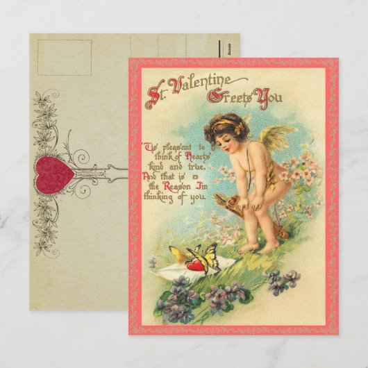 Vintage Valentijn Briefkaart (Voorkant / Achterkant)