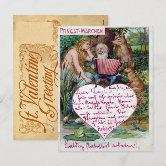 Vintage Valentijn Briefkaart (Voorkant / Achterkant)