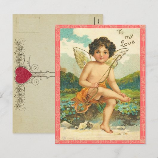 Vintage Valentijn Briefkaart (Voorkant / Achterkant)