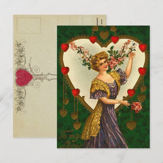 Vintage Valentijn Briefkaart (Voorkant / Achterkant)