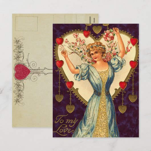 Vintage Valentijn Briefkaart (Voorkant / Achterkant)