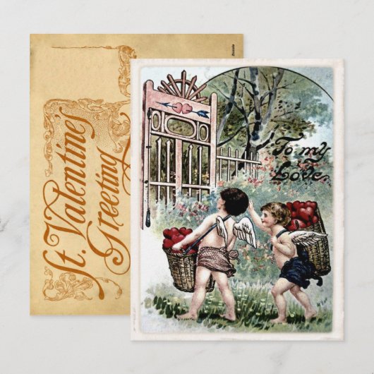Vintage Valentijn Briefkaart (Voorkant / Achterkant)