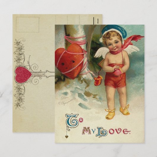 Vintage Valentijn Briefkaart (Voorkant / Achterkant)