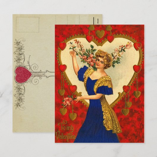 Vintage Valentijn Briefkaart (Voorkant / Achterkant)