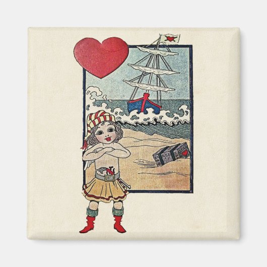 Vintage Valentijn Briefkaart Magneet (Voorkant)