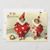 vintage-Valentijn clowans Feestdagenkaart (Voorkant)