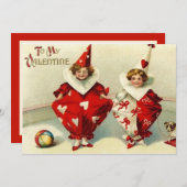 vintage-Valentijn clowans Feestdagenkaart (Voorkant / Achterkant)