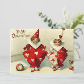 vintage-Valentijn clowans Feestdagenkaart (Staand voorkant)