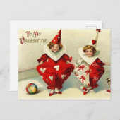 vintage-Valentijn clowans Feestdagenkaart (Voorkant / Achterkant)