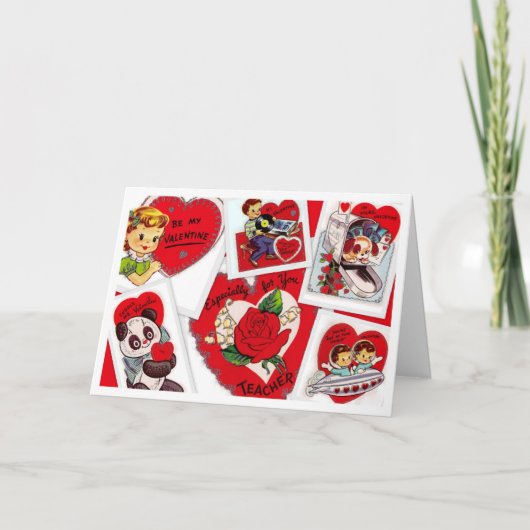 Vintage Valentijn collage kaart voor een leraar (Voorkant)