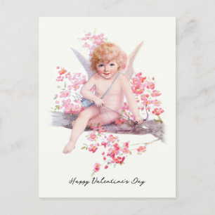 Vintage Valentijn glimlachen met bogen Feestdagenkaart
