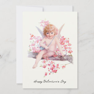 Vintage Valentijn glimlachen met bogen Feestdagenkaart