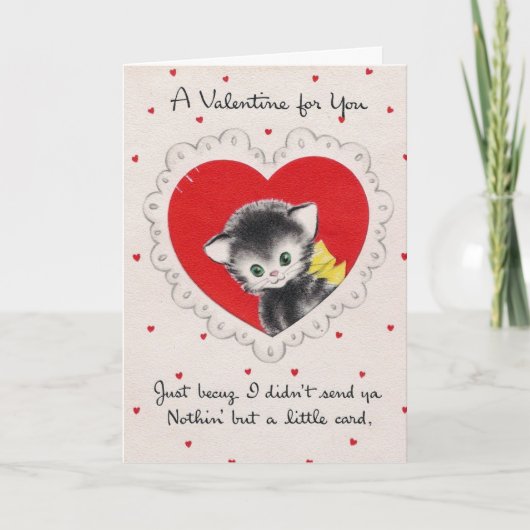 Vintage Valentijn Kat Feestdagen Kaart (Voorkant)